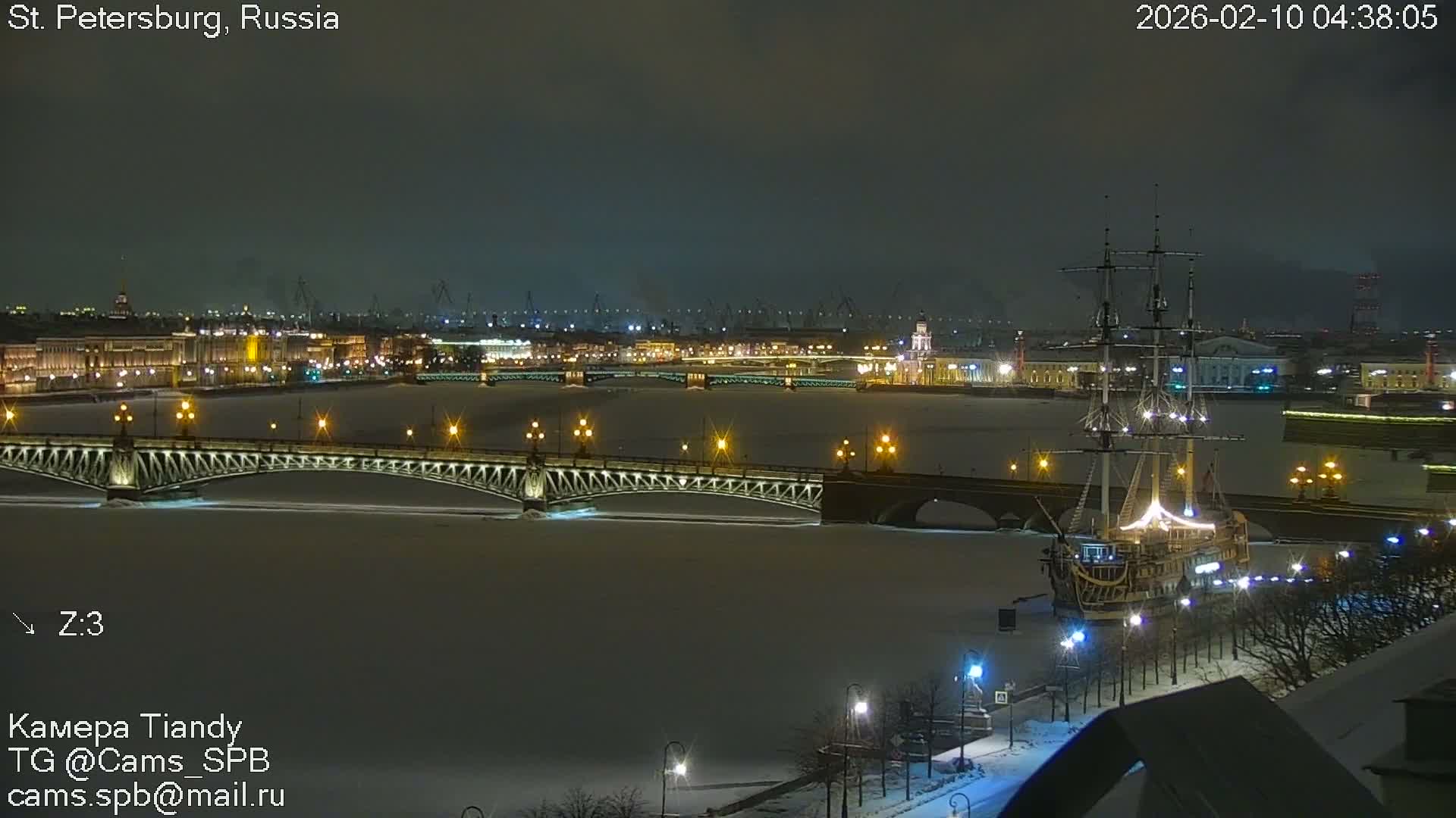 St. Petersburg Trinity Bridge (Troitsky Most) & South St. Petersburg Skyline Live Cam - Posadsky, Petrogradsky, Saint Petersburg, Northwestern (Severo-Zapadnyy), Russia