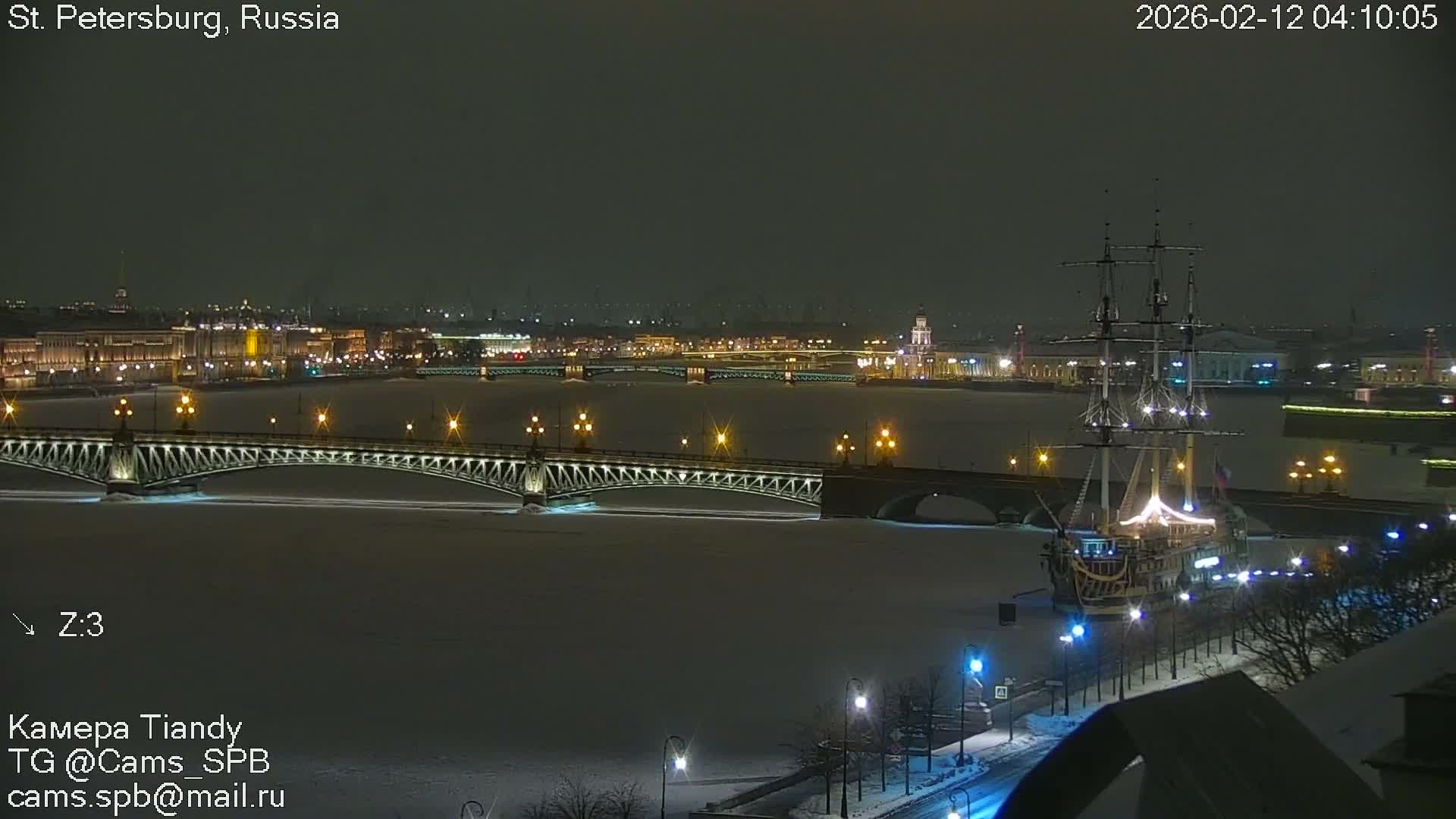 St. Petersburg Trinity Bridge (Troitsky Most) & South St. Petersburg Skyline Live Cam - Posadsky, Petrogradsky, Saint Petersburg, Northwestern (Severo-Zapadnyy), Russia