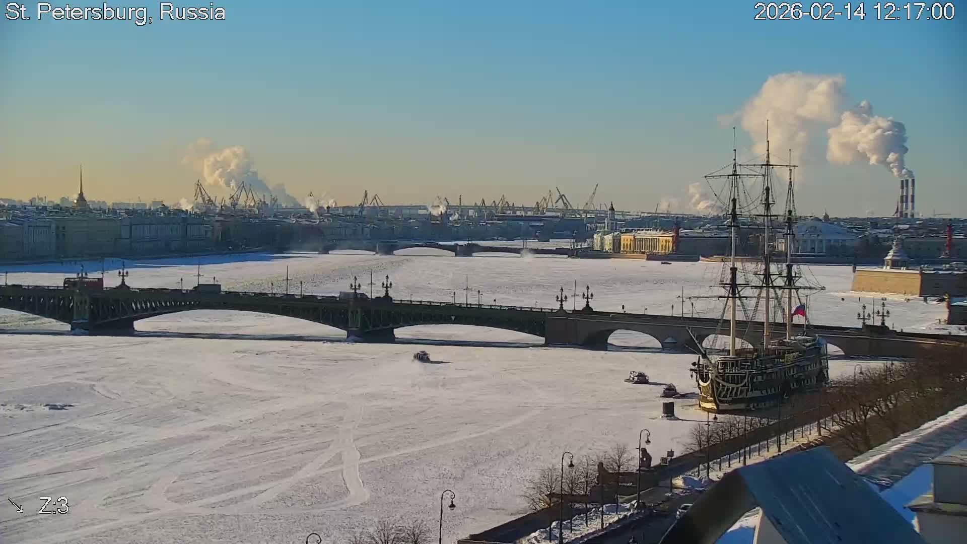 St. Petersburg Trinity Bridge (Troitsky Most) & South St. Petersburg Skyline Live Cam - Posadsky, Petrogradsky, Saint Petersburg, Northwestern (Severo-Zapadnyy), Russia