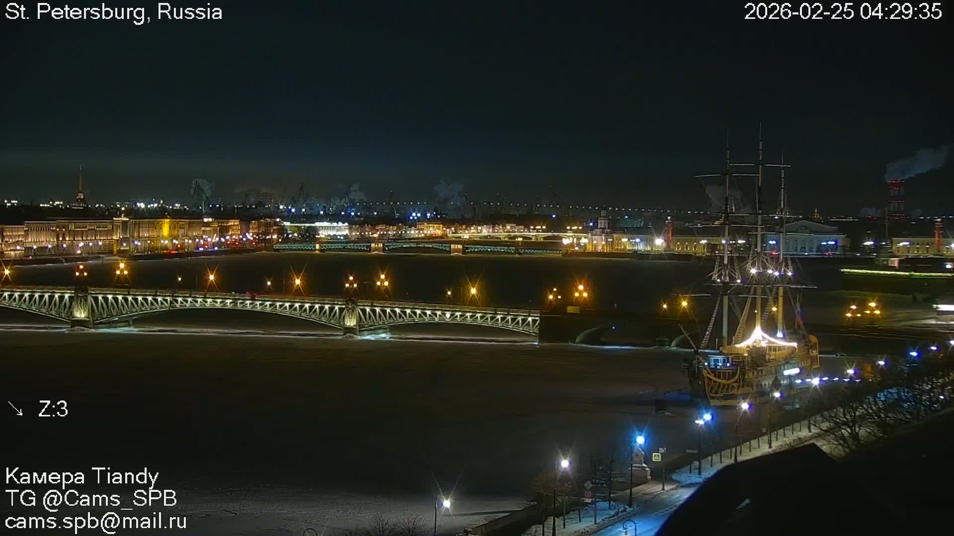 St. Petersburg Trinity Bridge (Troitsky Most) & South St. Petersburg Skyline Live Cam - Posadsky, Petrogradsky, Saint Petersburg, Northwestern (Severo-Zapadnyy), Russia