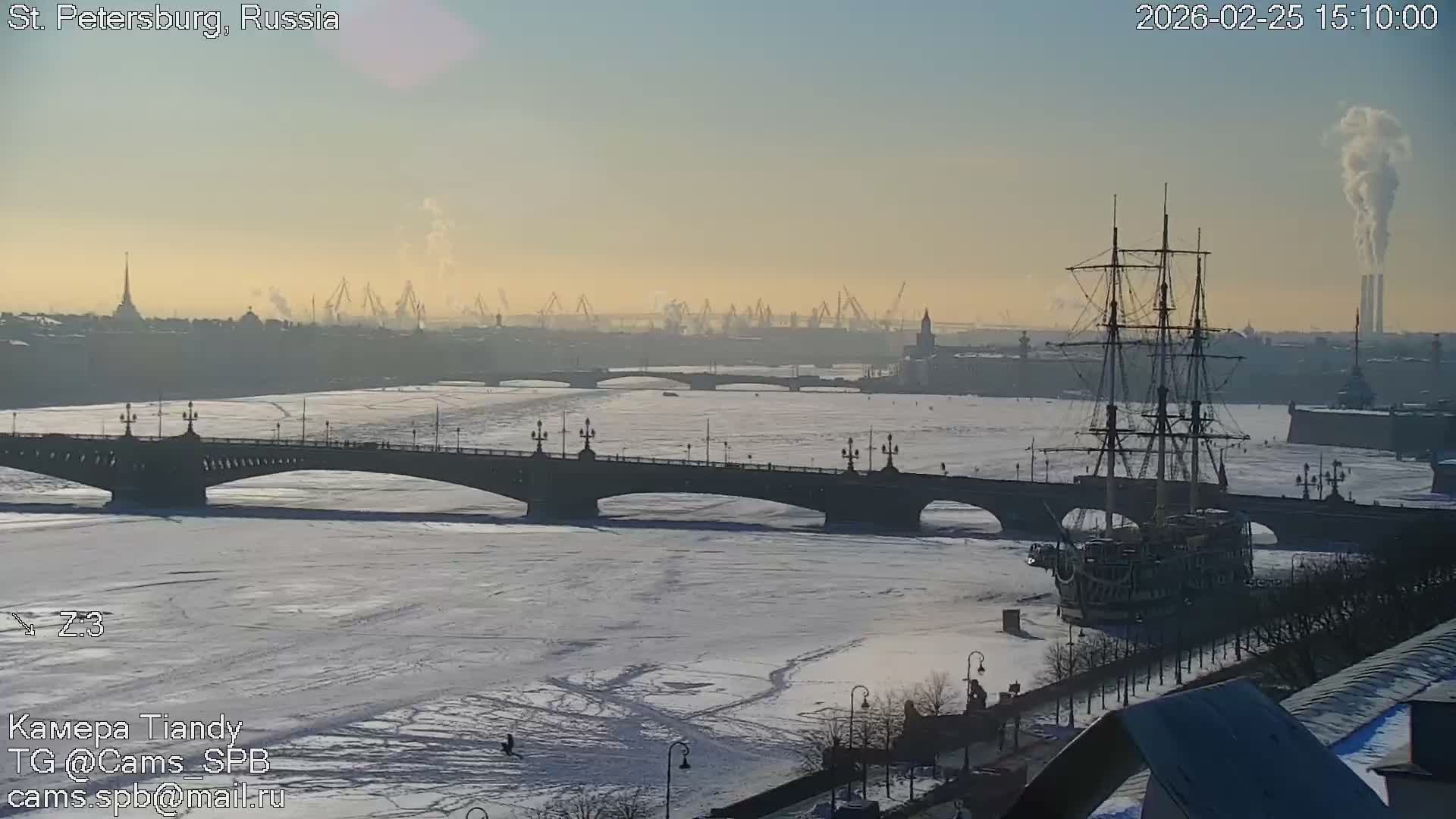 St. Petersburg Trinity Bridge (Troitsky Most) & South St. Petersburg Skyline Live Cam - Posadsky, Petrogradsky, Saint Petersburg, Northwestern (Severo-Zapadnyy), Russia