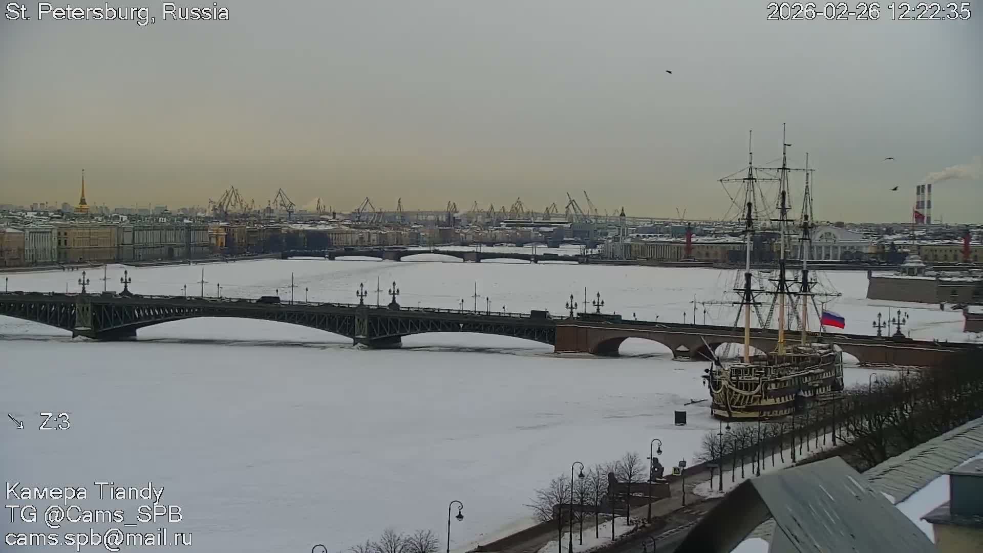 St. Petersburg Trinity Bridge (Troitsky Most) & South St. Petersburg Skyline Live Cam - Posadsky, Petrogradsky, Saint Petersburg, Northwestern (Severo-Zapadnyy), Russia