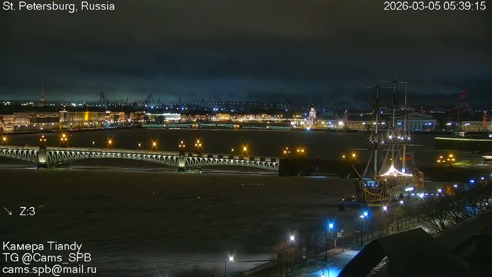 St. Petersburg Trinity Bridge (Troitsky Most) & South St. Petersburg Skyline Live Cam - Posadsky, Petrogradsky, Saint Petersburg, Northwestern (Severo-Zapadnyy), Russia
