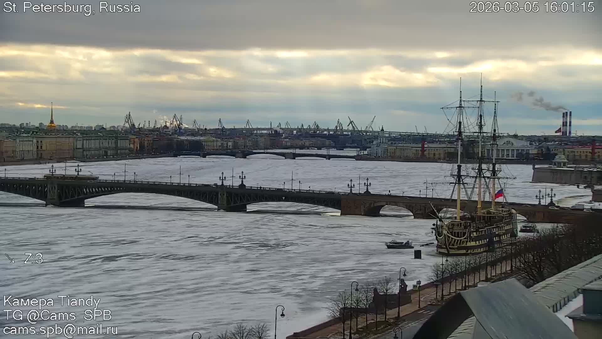 St. Petersburg Trinity Bridge (Troitsky Most) & South St. Petersburg Skyline Live Cam - Posadsky, Petrogradsky, Saint Petersburg, Northwestern (Severo-Zapadnyy), Russia