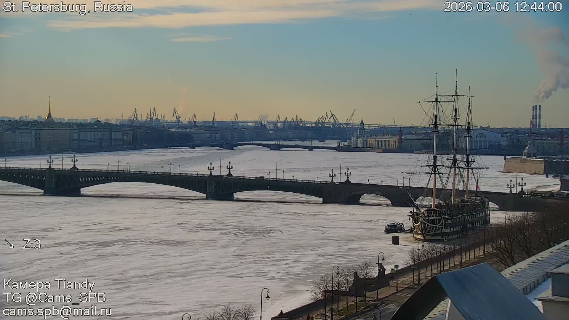 St. Petersburg Trinity Bridge (Troitsky Most) & South St. Petersburg Skyline Live Cam - Posadsky, Petrogradsky, Saint Petersburg, Northwestern (Severo-Zapadnyy), Russia