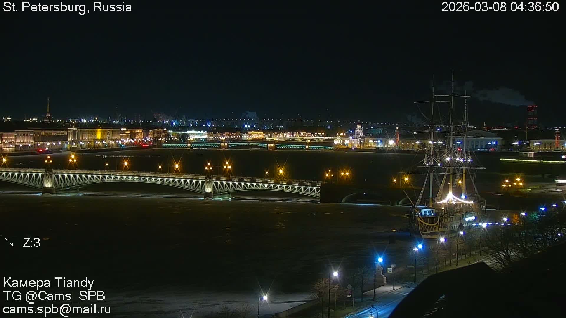 St. Petersburg Trinity Bridge (Troitsky Most) & South St. Petersburg Skyline Live Cam - Posadsky, Petrogradsky, Saint Petersburg, Northwestern (Severo-Zapadnyy), Russia