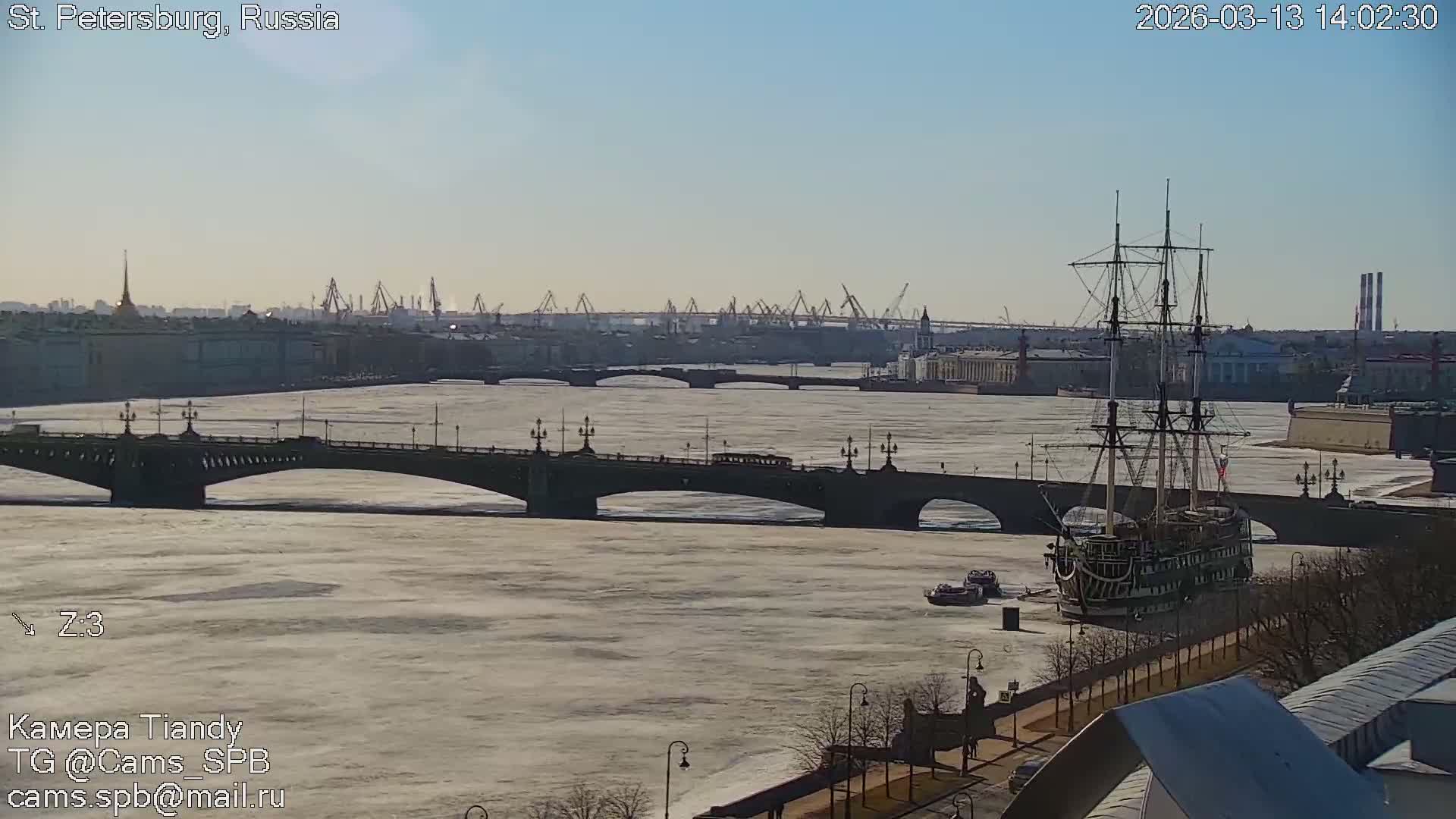 St. Petersburg Trinity Bridge (Troitsky Most) & South St. Petersburg Skyline Live Cam - Posadsky, Petrogradsky, Saint Petersburg, Northwestern (Severo-Zapadnyy), Russia