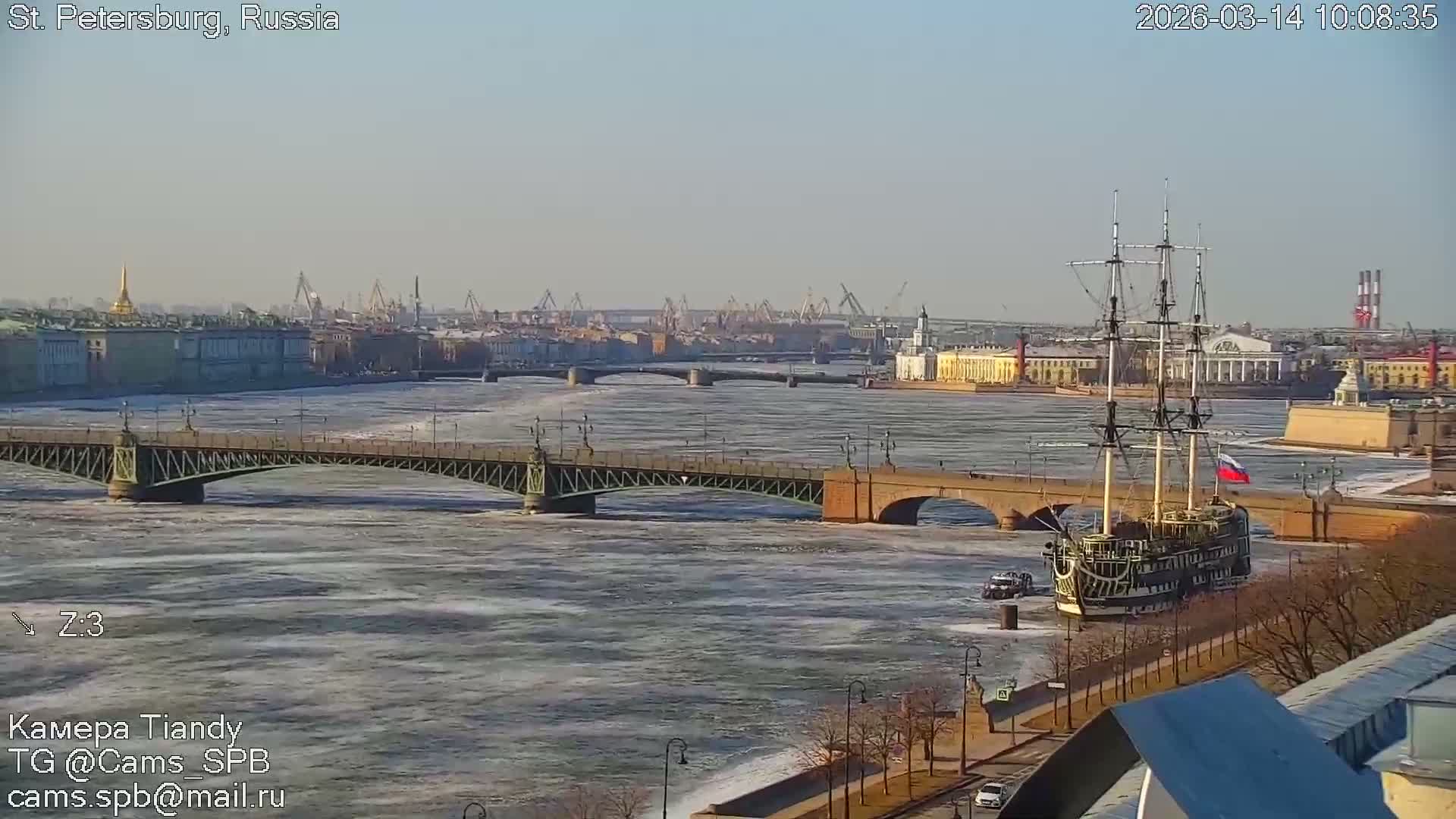 St. Petersburg Trinity Bridge (Troitsky Most) & South St. Petersburg Skyline Live Cam - Posadsky, Petrogradsky, Saint Petersburg, Northwestern (Severo-Zapadnyy), Russia