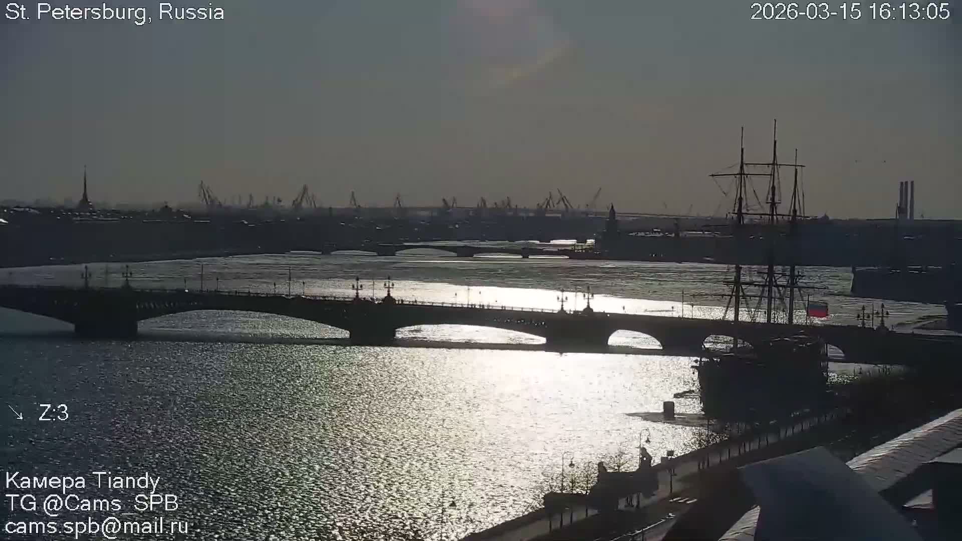 St. Petersburg Trinity Bridge (Troitsky Most) & South St. Petersburg Skyline Live Cam - Posadsky, Petrogradsky, Saint Petersburg, Northwestern (Severo-Zapadnyy), Russia