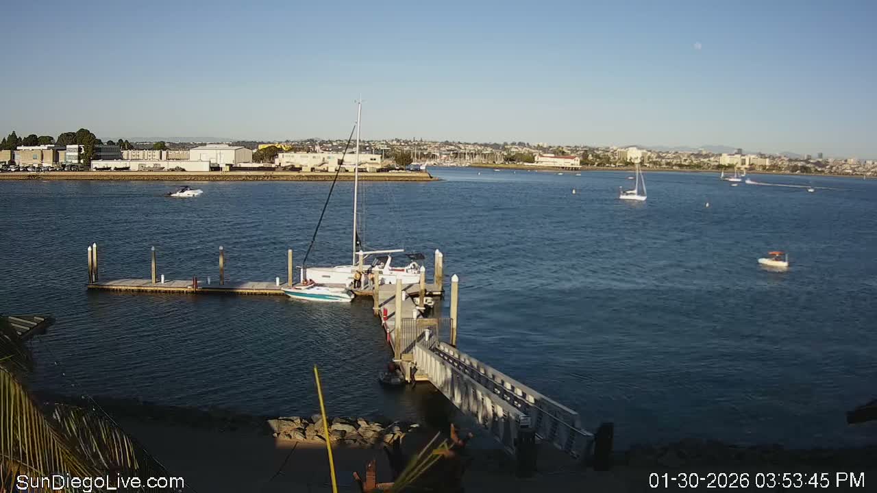South San Diego & San Diego International Airport View with Radio from Shelter Island Live Cam SAN/KSAN - La Playa, San Diego, San Diego County, California, USA