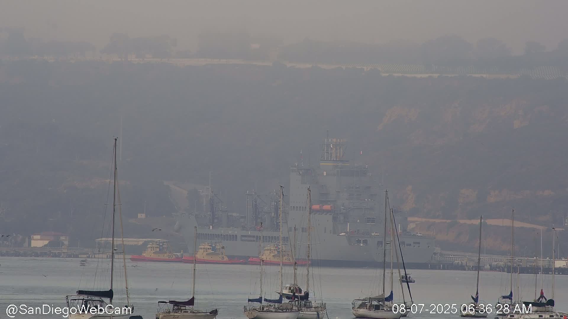 San Diego City / Bay 360 Panaromic & San Diego North Island Naval Air Sation NZY / KNZY Live Cam - Harbor Island, San Diego, San Diego County, California, USA