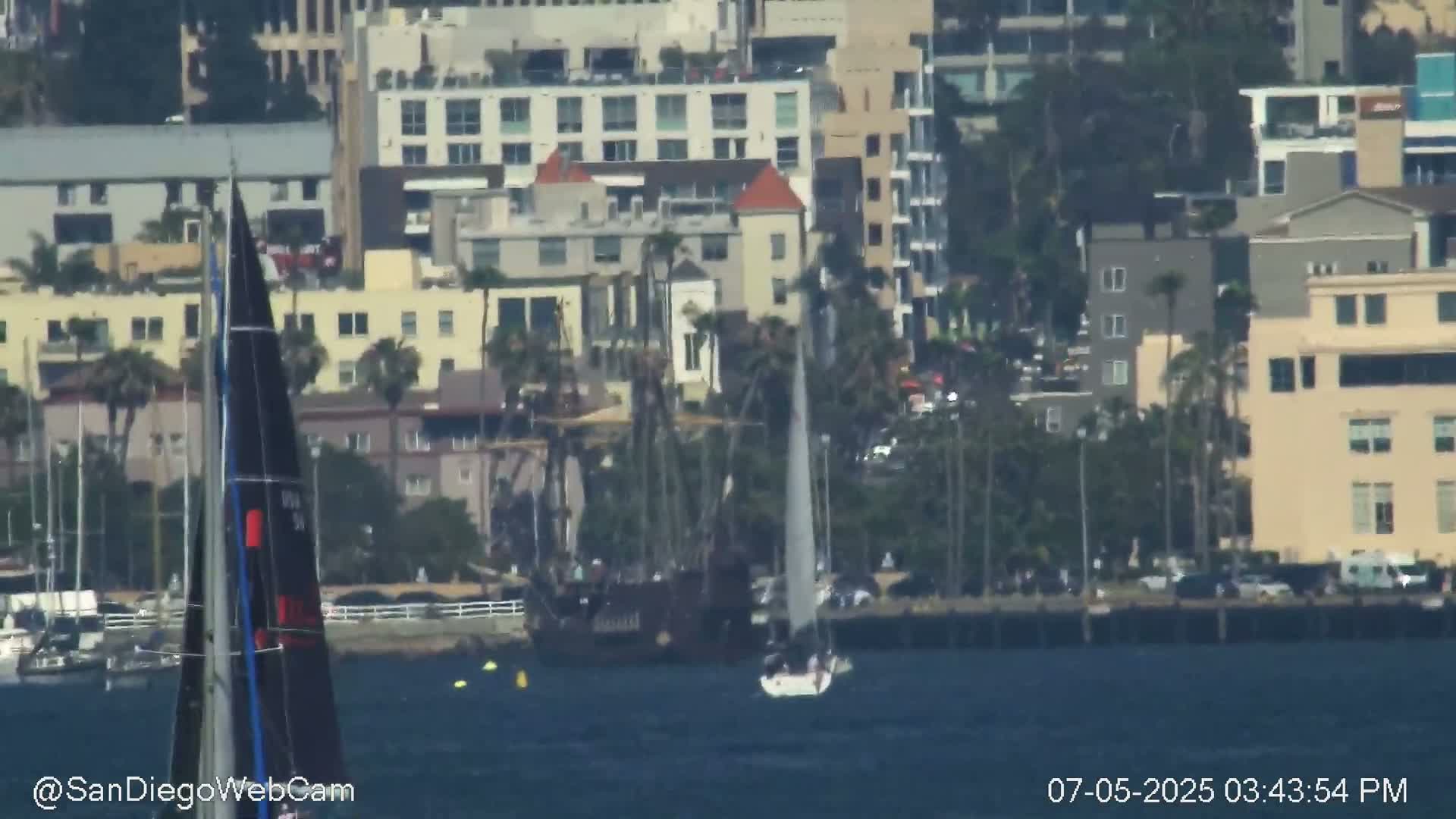 San Diego City Dowtown  from San Diego Bay Panaromic Live Cam -  Harbor Island, San Diego, San Diego County, California, USA