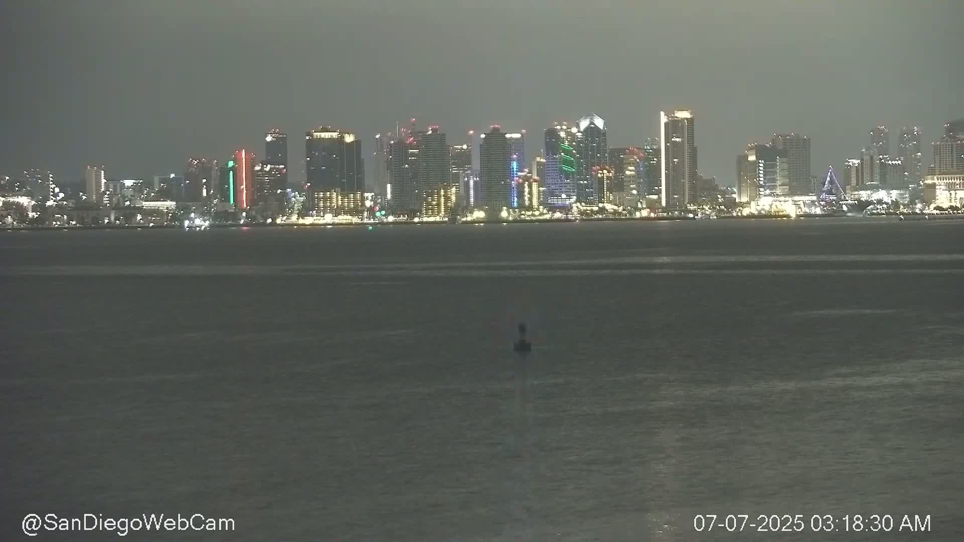 San Diego City Dowtown  from San Diego Bay Panaromic Live Cam -  Harbor Island, San Diego, San Diego County, California, USA