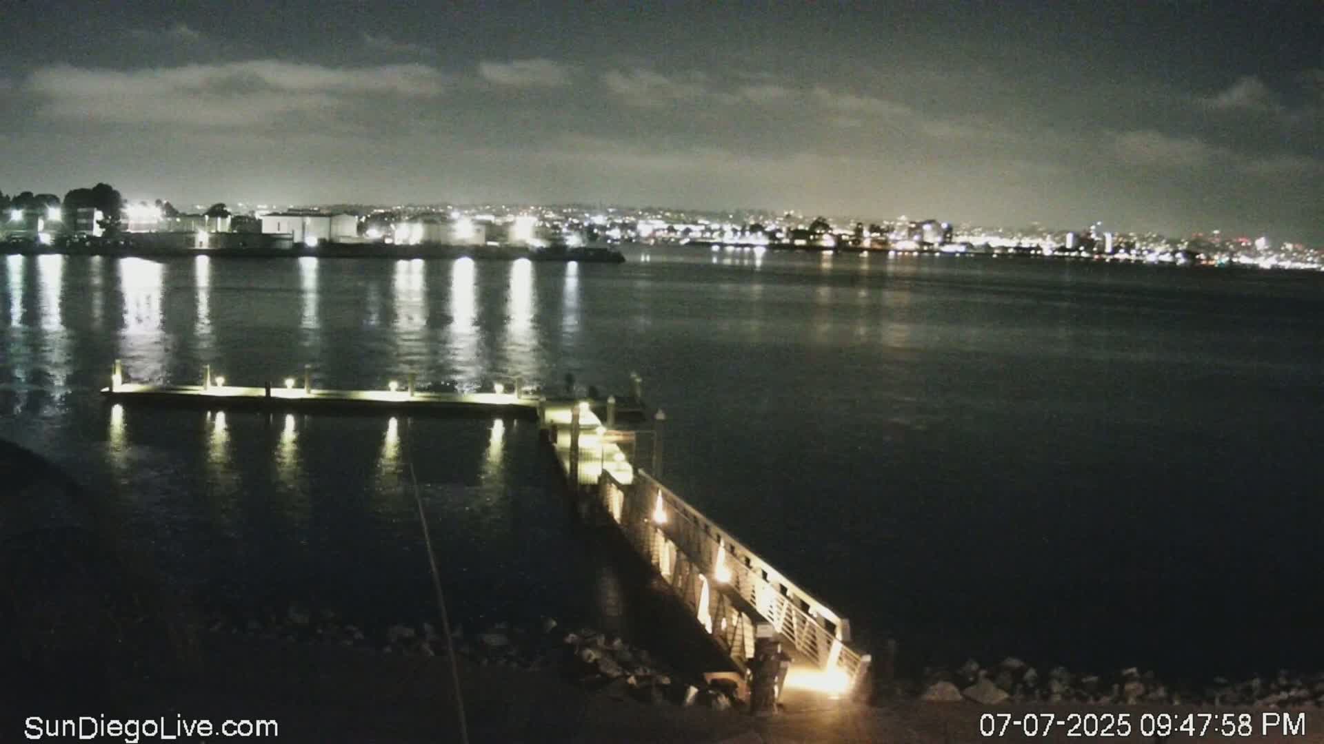 San Diego City Dowtown  from San Diego Bay Panaromic Live Cam -  Harbor Island, San Diego, San Diego County, California, USA