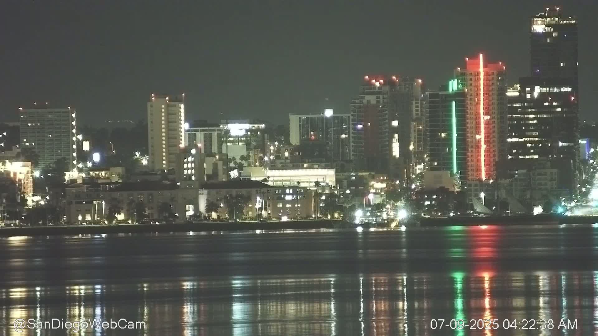 San Diego City Dowtown  from San Diego Bay Panaromic Live Cam -  Harbor Island, San Diego, San Diego County, California, USA