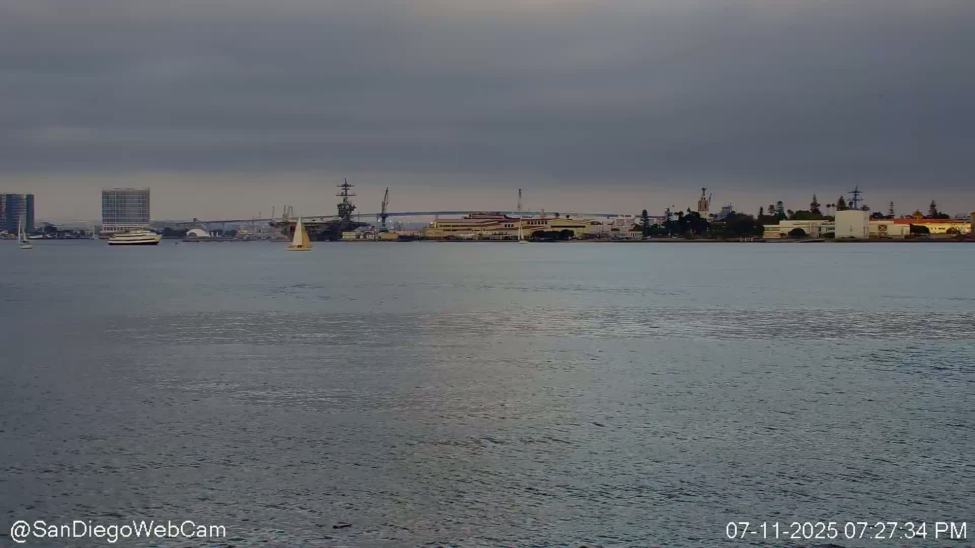 San Diego City Dowtown  from San Diego Bay Panaromic Live Cam -  Harbor Island, San Diego, San Diego County, California, USA