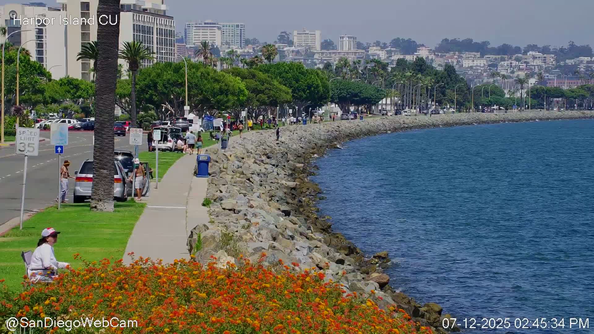 San Diego City Dowtown  from San Diego Bay Panaromic Live Cam -  Harbor Island, San Diego, San Diego County, California, USA