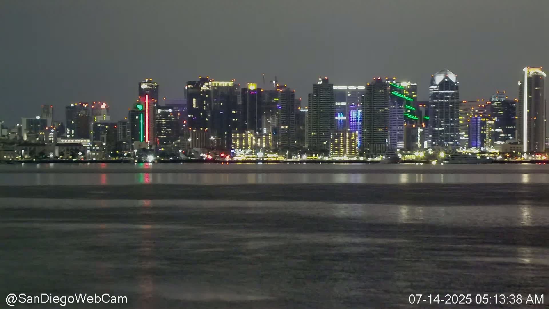 San Diego City Dowtown  from San Diego Bay Panaromic Live Cam -  Harbor Island, San Diego, San Diego County, California, USA