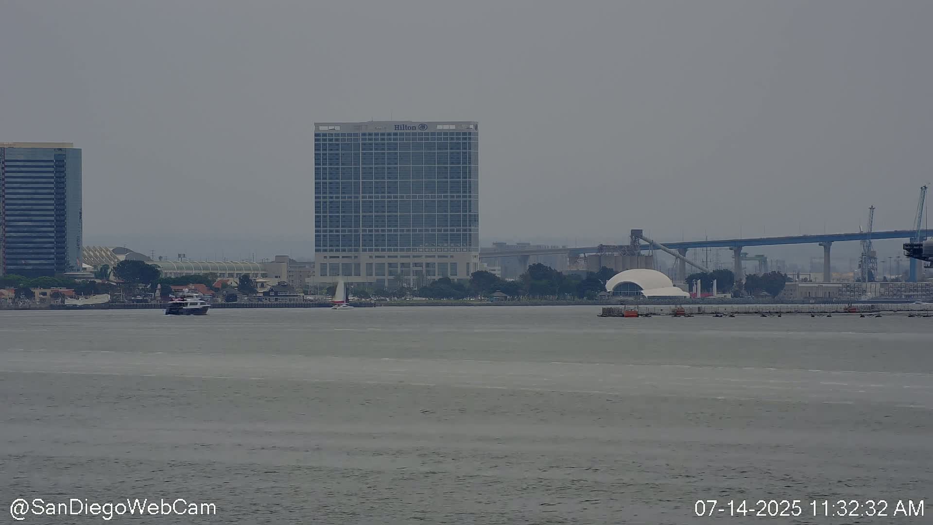 San Diego City Dowtown  from San Diego Bay Panaromic Live Cam -  Harbor Island, San Diego, San Diego County, California, USA
