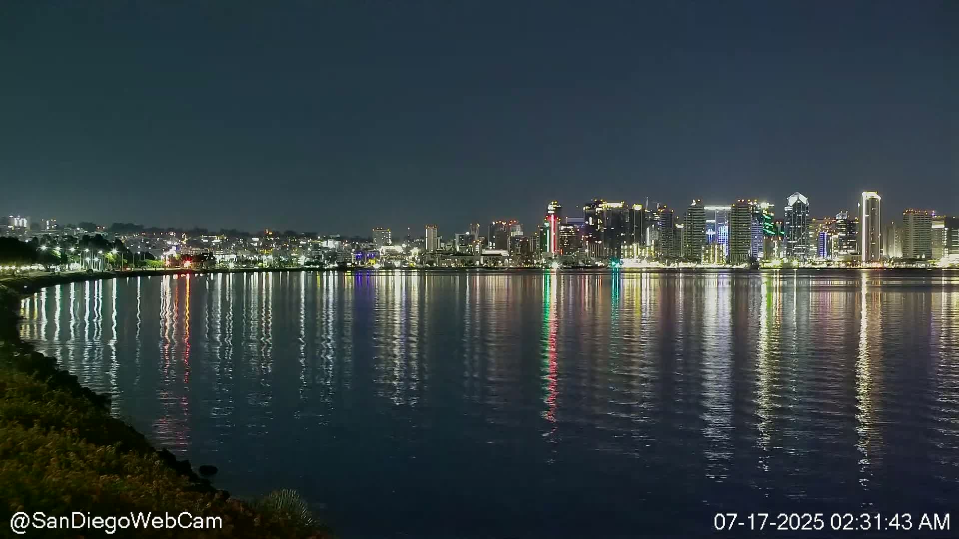 San Diego City Dowtown  from San Diego Bay Panaromic Live Cam -  Harbor Island, San Diego, San Diego County, California, USA