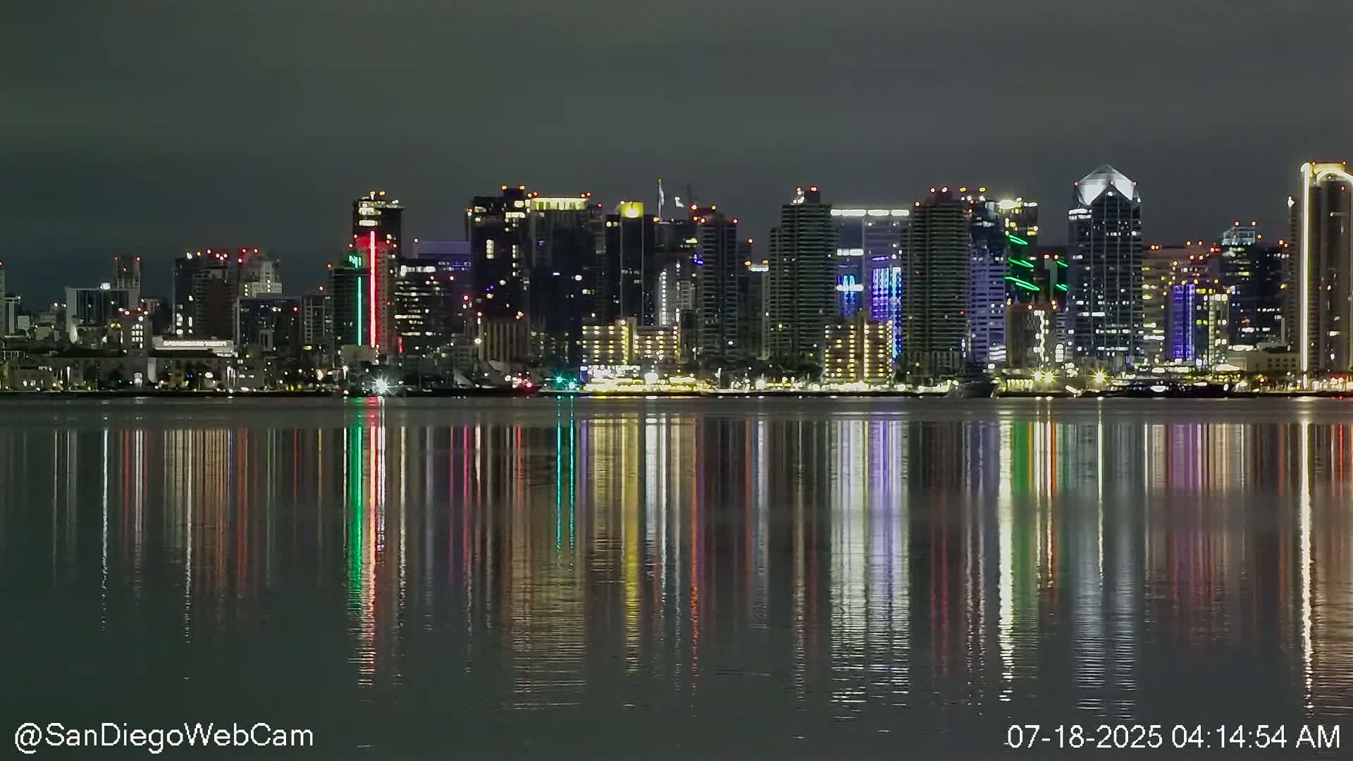 San Diego City Dowtown  from San Diego Bay Panaromic Live Cam -  Harbor Island, San Diego, San Diego County, California, USA