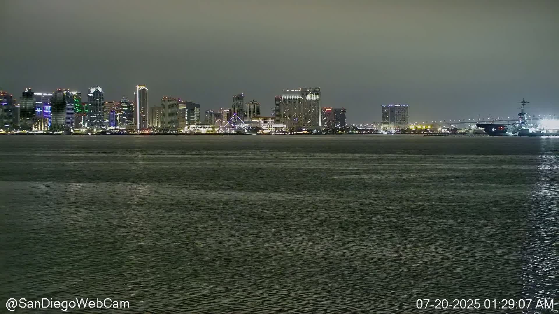 San Diego City Dowtown  from San Diego Bay Panaromic Live Cam -  Harbor Island, San Diego, San Diego County, California, USA