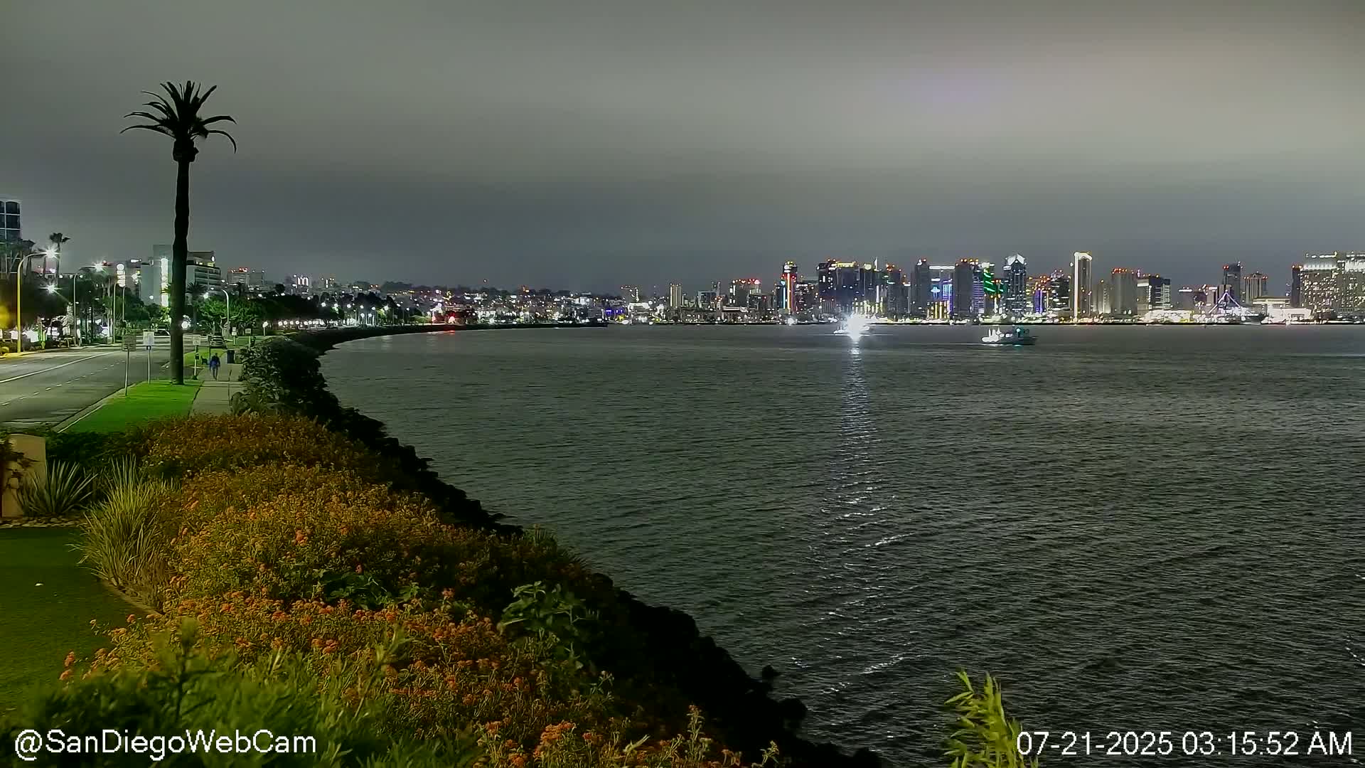 San Diego City Dowtown  from San Diego Bay Panaromic Live Cam -  Harbor Island, San Diego, San Diego County, California, USA