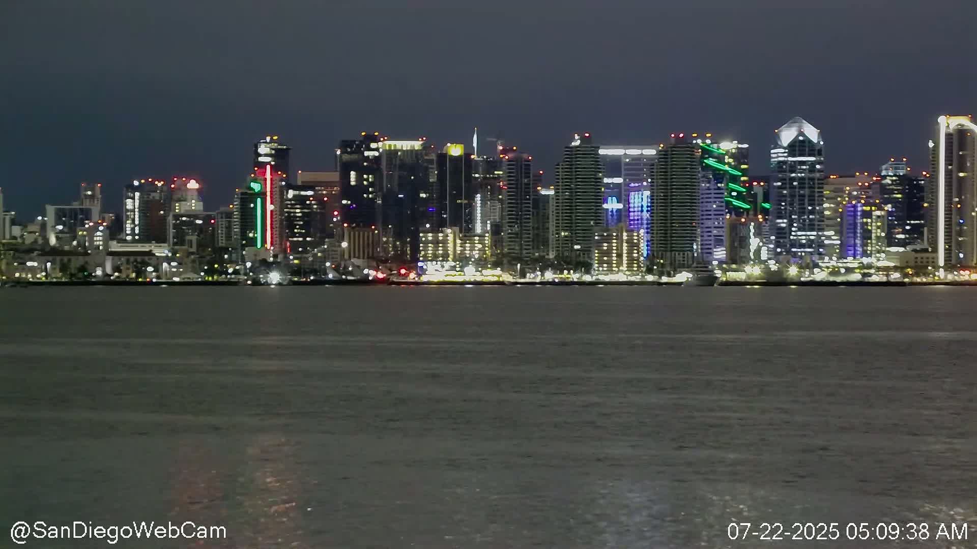 San Diego City Dowtown  from San Diego Bay Panaromic Live Cam -  Harbor Island, San Diego, San Diego County, California, USA