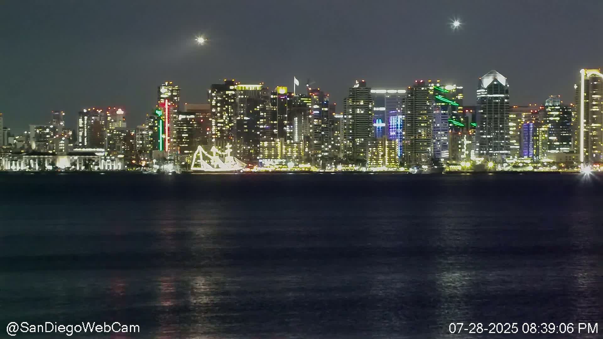 San Diego City Dowtown  from San Diego Bay Panaromic Live Cam -  Harbor Island, San Diego, San Diego County, California, USA