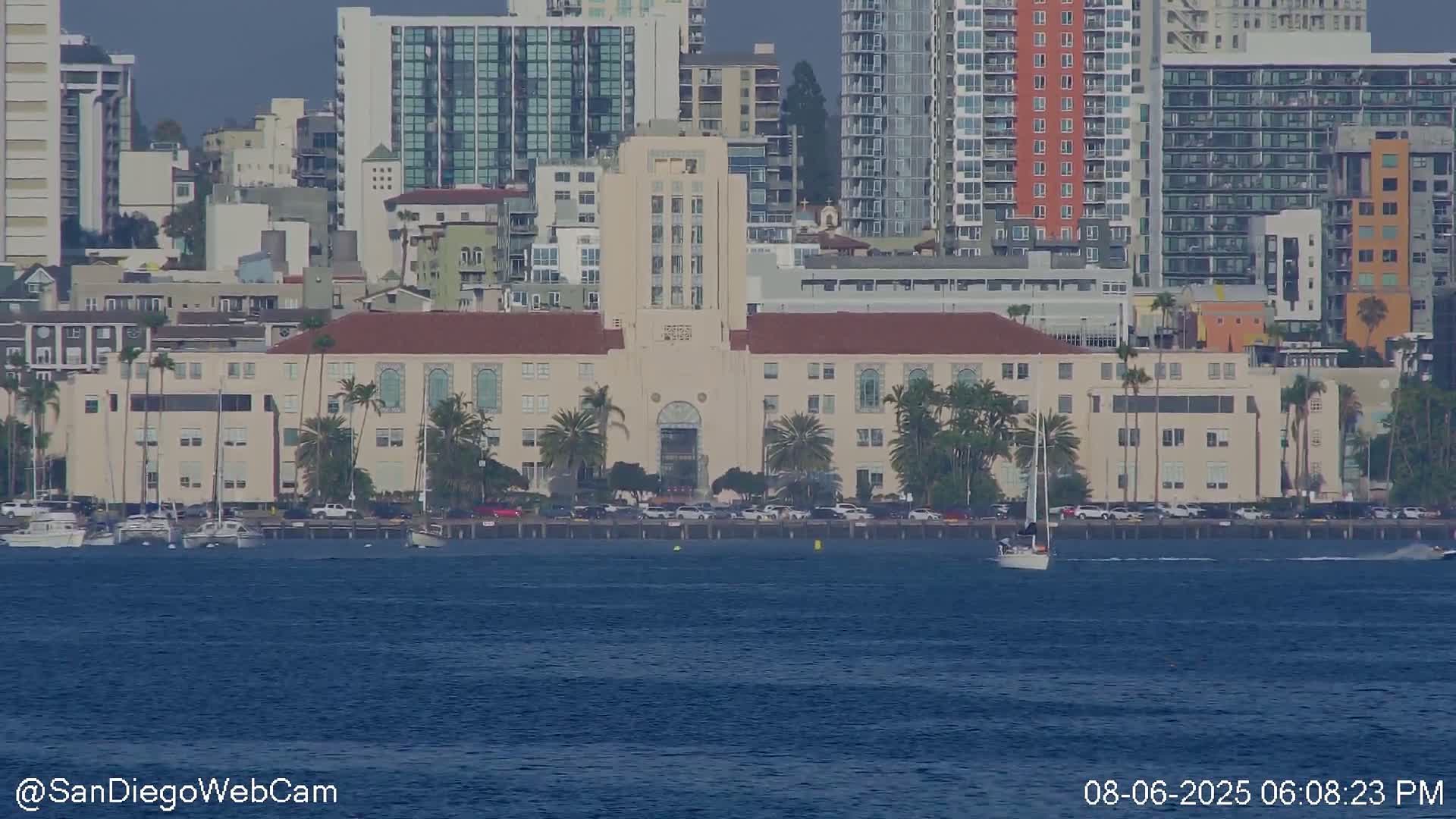 San Diego City Dowtown  from San Diego Bay Panaromic Live Cam -  Harbor Island, San Diego, San Diego County, California, USA