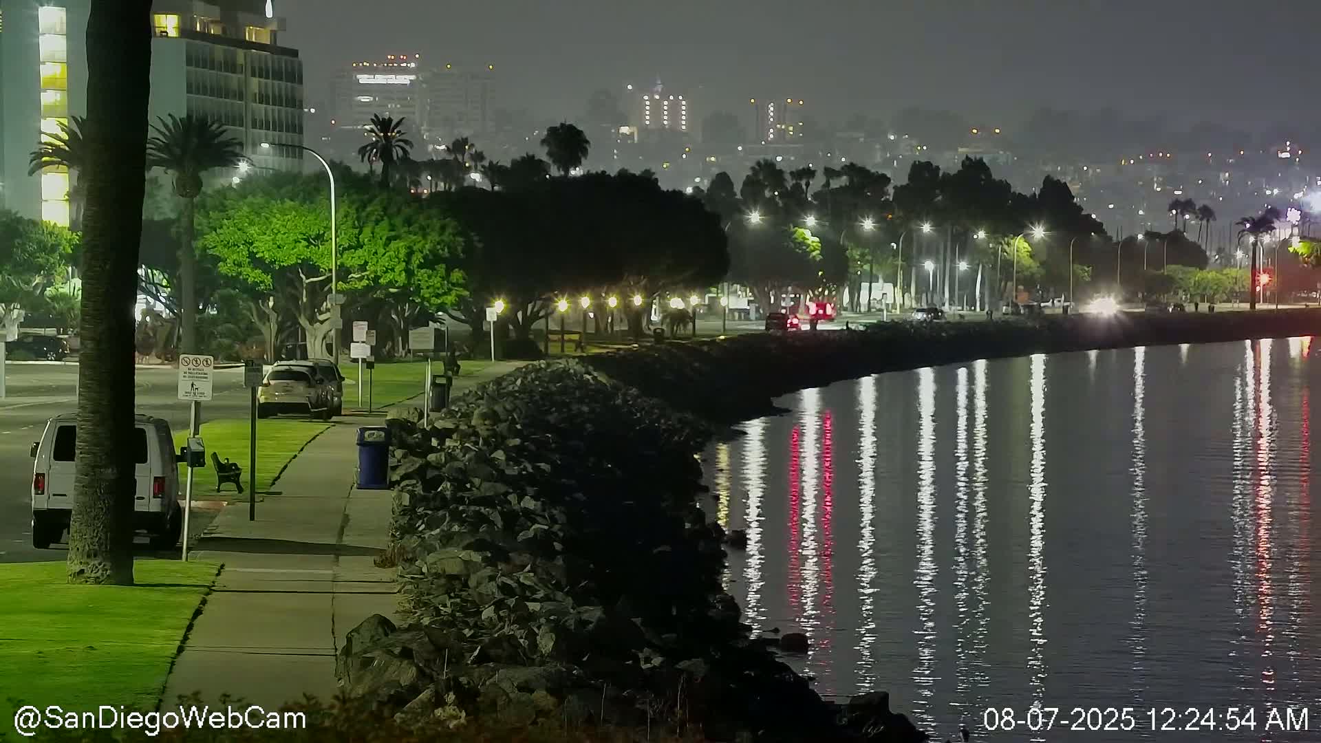 San Diego City Dowtown  from San Diego Bay Panaromic Live Cam -  Harbor Island, San Diego, San Diego County, California, USA