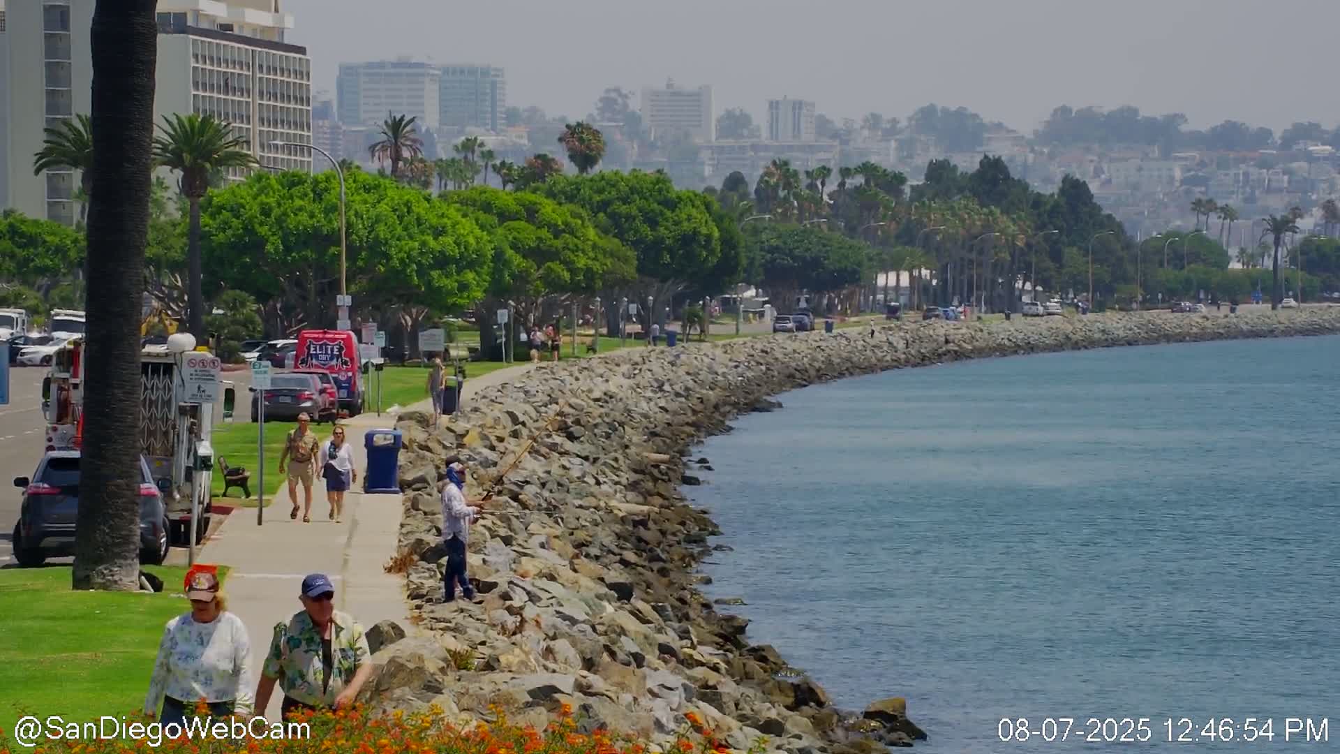 San Diego City Dowtown  from San Diego Bay Panaromic Live Cam -  Harbor Island, San Diego, San Diego County, California, USA