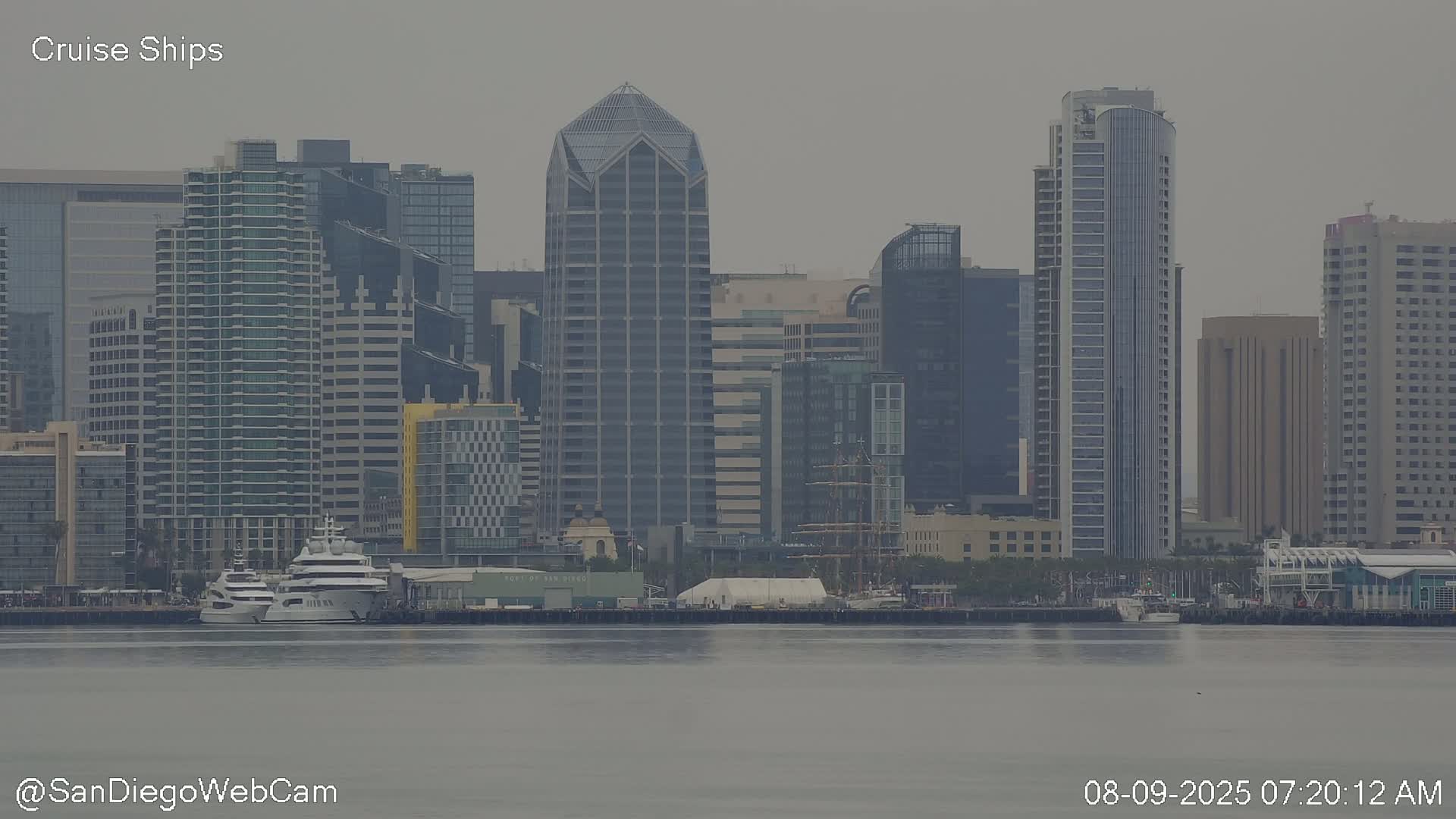 San Diego City Dowtown  from San Diego Bay Panaromic Live Cam -  Harbor Island, San Diego, San Diego County, California, USA