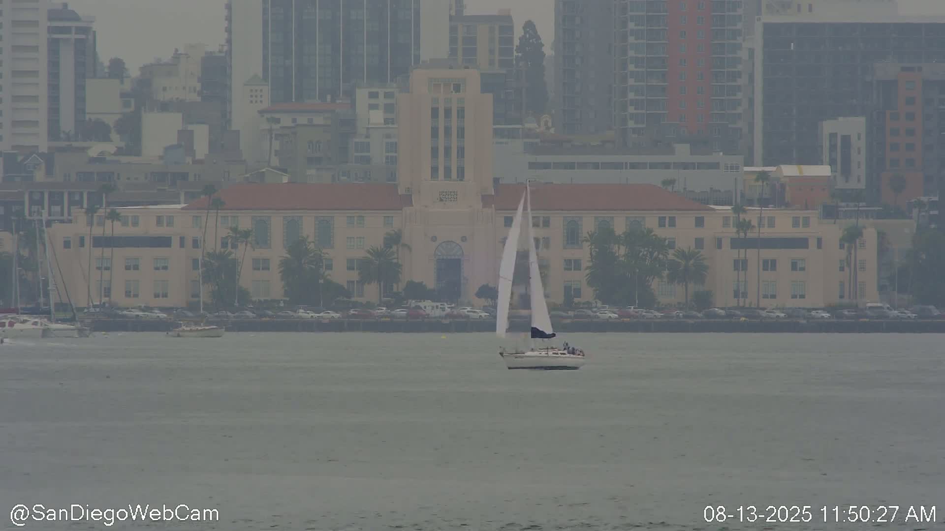 San Diego City Dowtown  from San Diego Bay Panaromic Live Cam -  Harbor Island, San Diego, San Diego County, California, USA