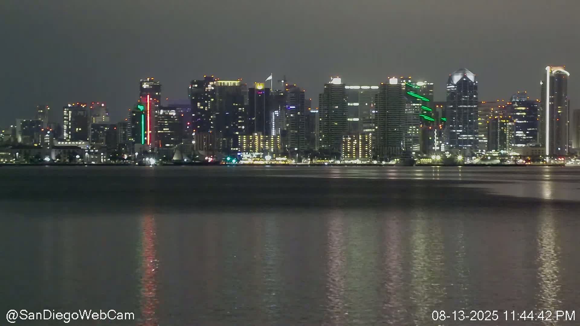 San Diego City Dowtown  from San Diego Bay Panaromic Live Cam -  Harbor Island, San Diego, San Diego County, California, USA