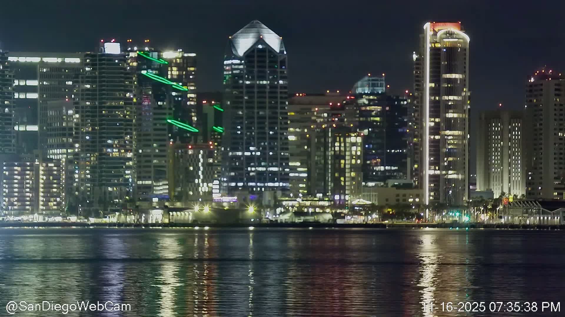 San Diego City Dowtown  from San Diego Bay Panaromic Live Cam -  Harbor Island, San Diego, San Diego County, California, USA