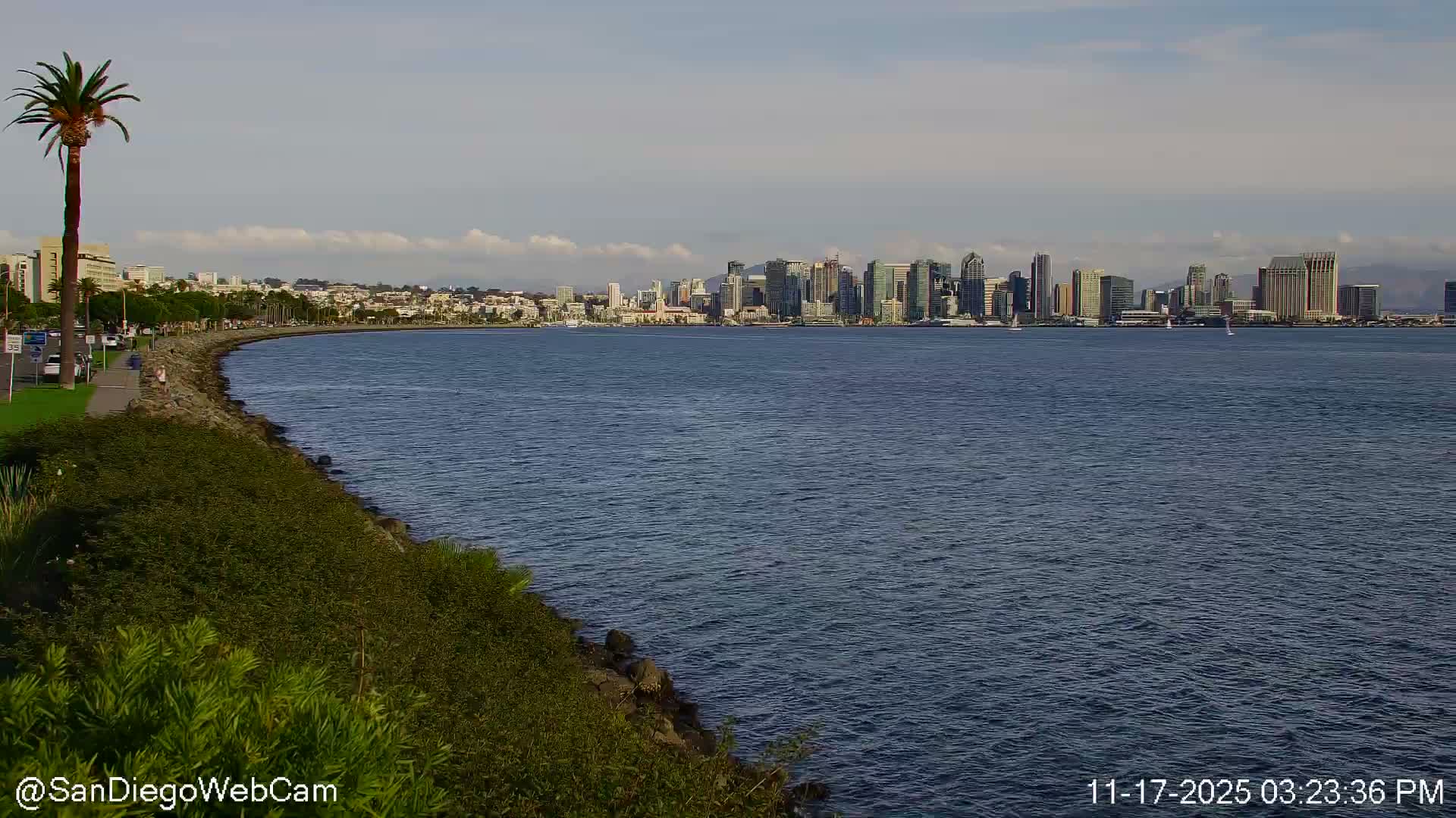 San Diego City Dowtown  from San Diego Bay Panaromic Live Cam -  Harbor Island, San Diego, San Diego County, California, USA