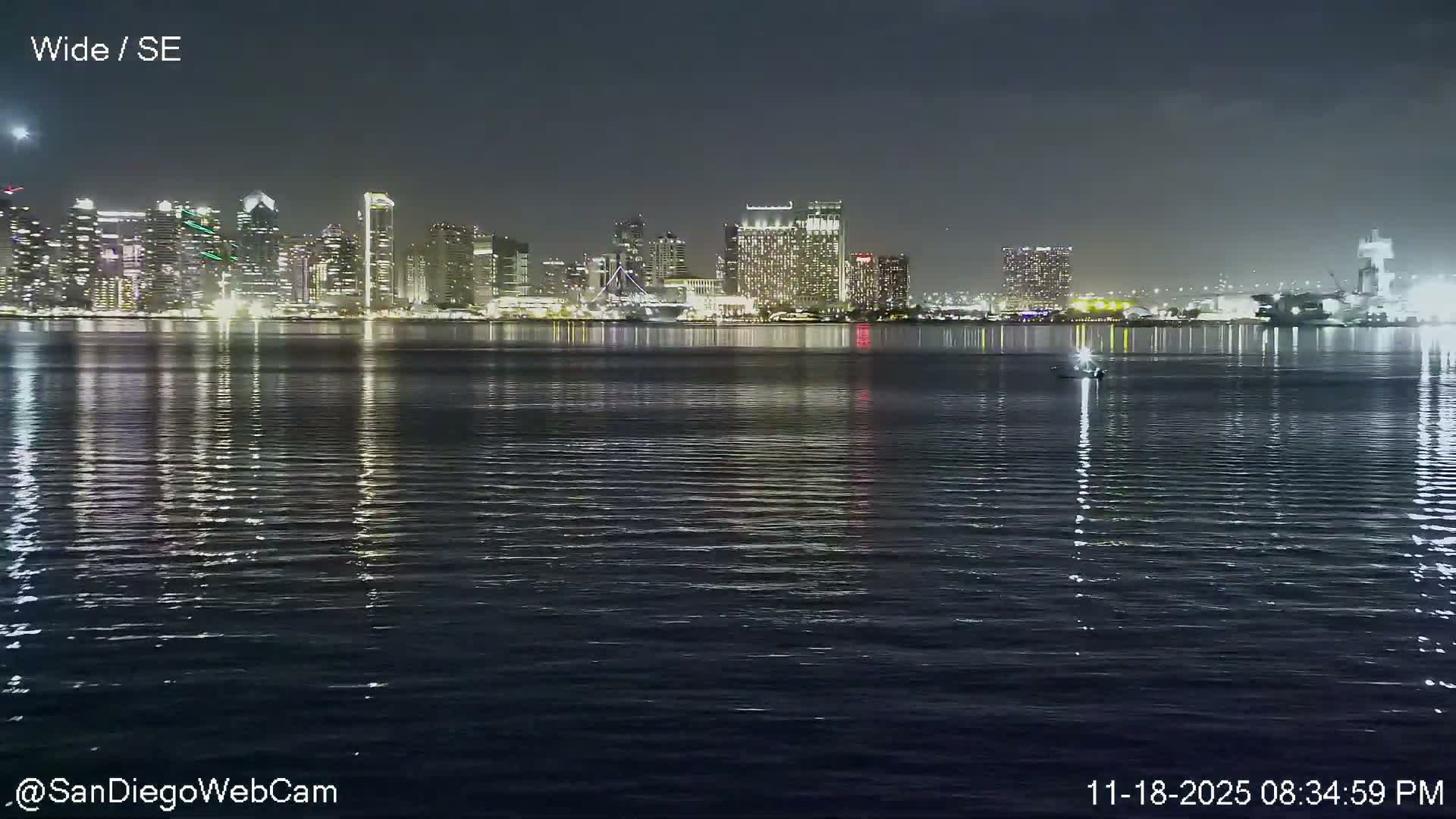 San Diego City Dowtown  from San Diego Bay Panaromic Live Cam -  Harbor Island, San Diego, San Diego County, California, USA