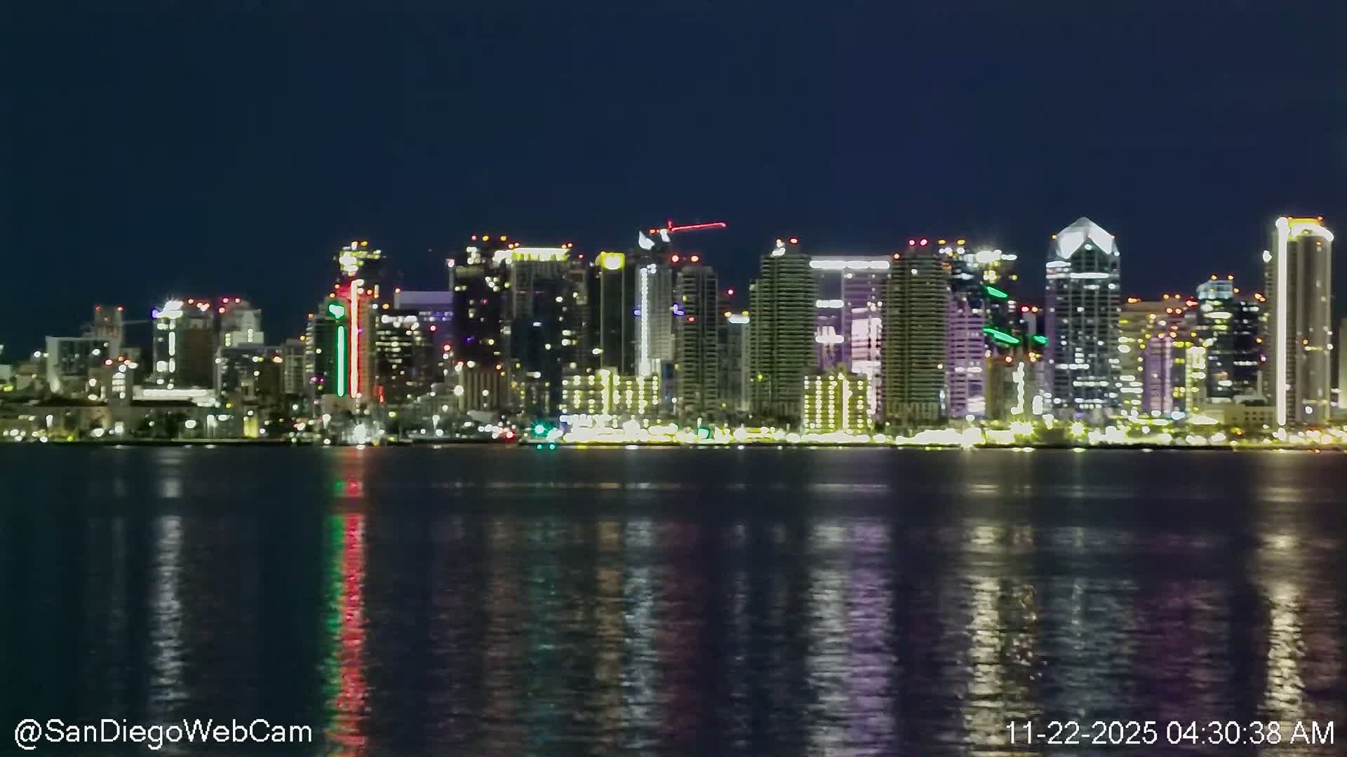 San Diego City Dowtown  from San Diego Bay Panaromic Live Cam -  Harbor Island, San Diego, San Diego County, California, USA