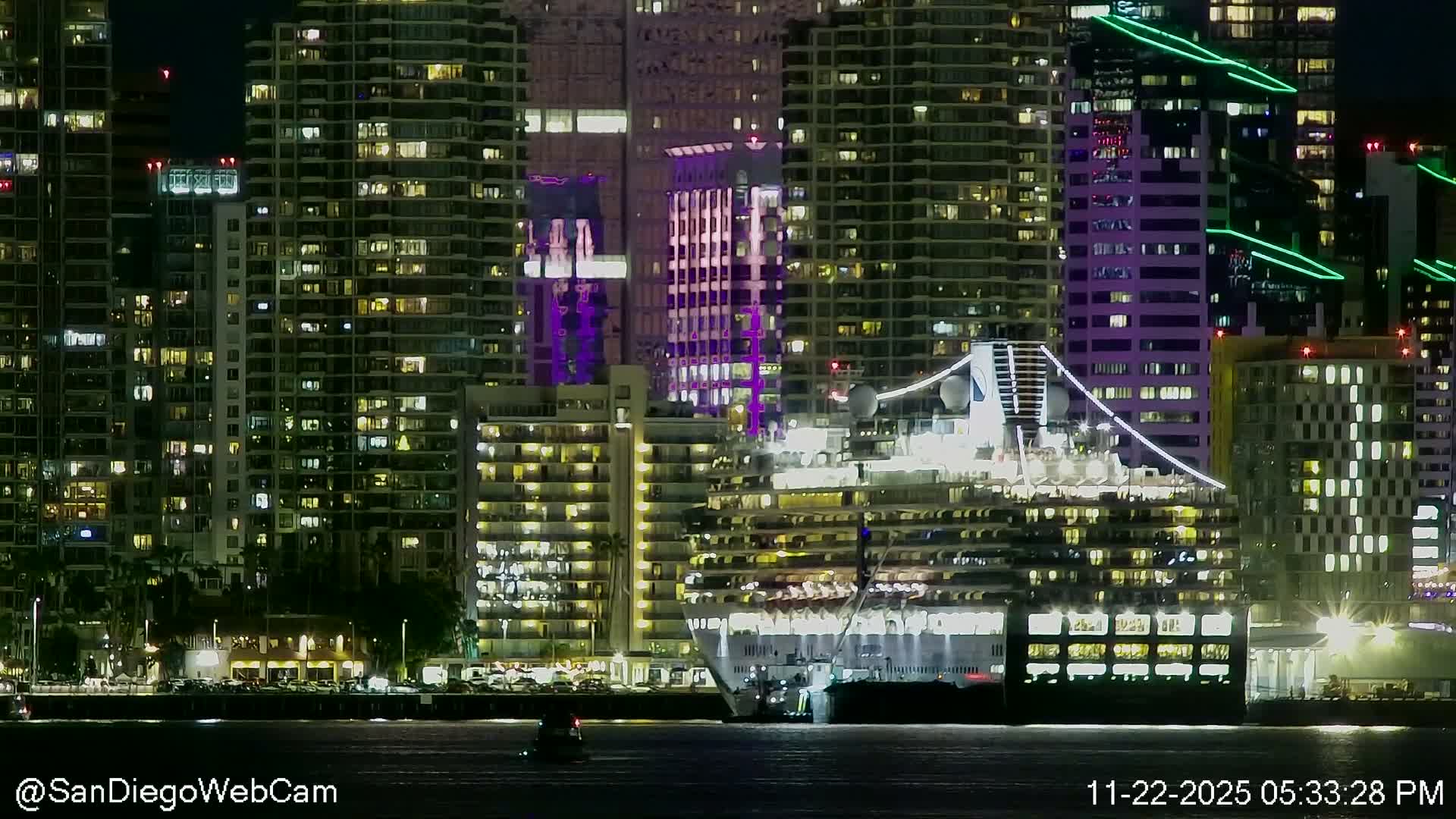 San Diego City Dowtown  from San Diego Bay Panaromic Live Cam -  Harbor Island, San Diego, San Diego County, California, USA