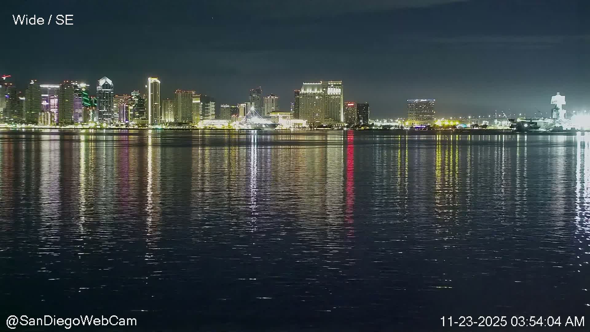 San Diego City Dowtown  from San Diego Bay Panaromic Live Cam -  Harbor Island, San Diego, San Diego County, California, USA