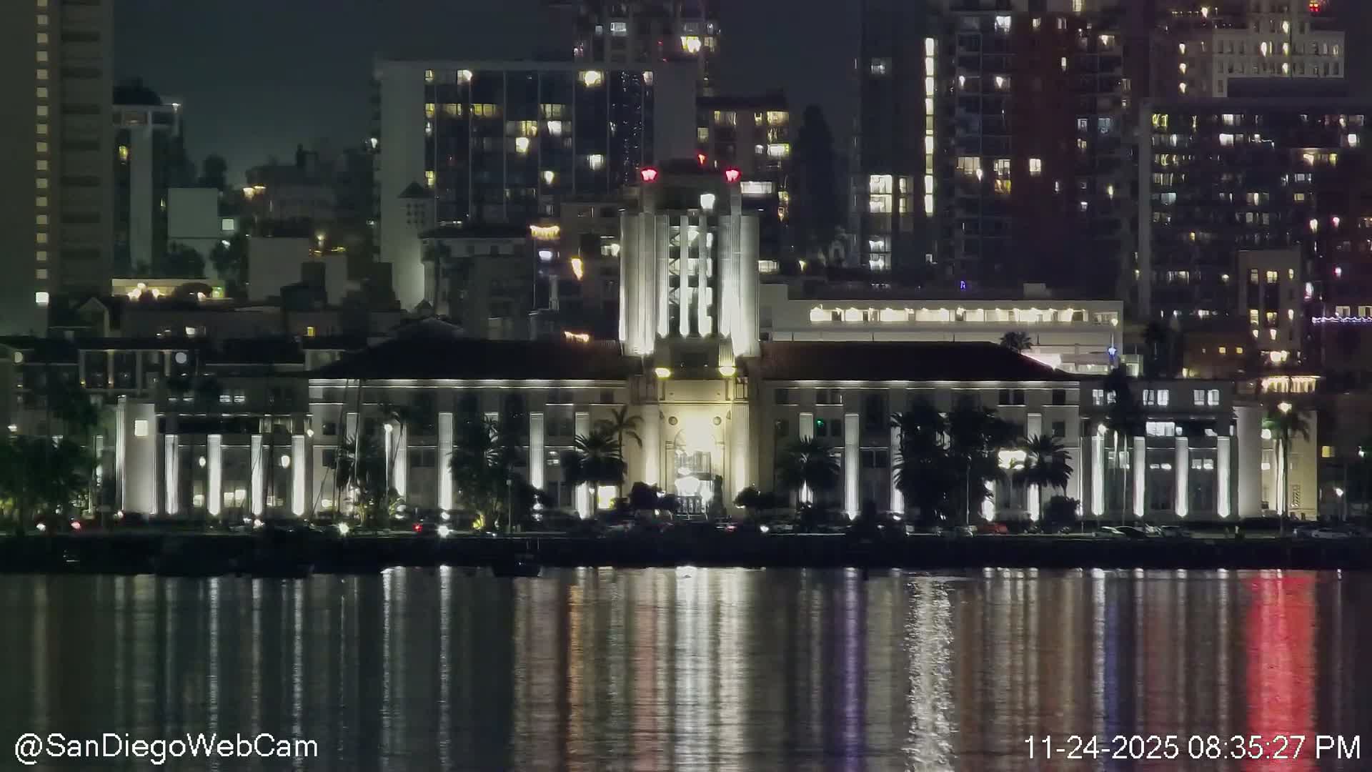 San Diego City Dowtown  from San Diego Bay Panaromic Live Cam -  Harbor Island, San Diego, San Diego County, California, USA