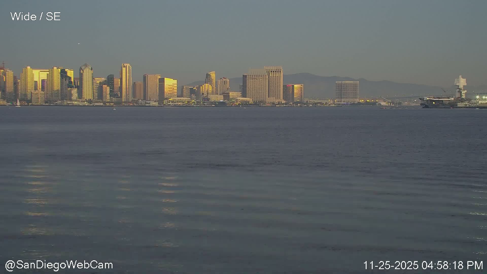 San Diego City Dowtown  from San Diego Bay Panaromic Live Cam -  Harbor Island, San Diego, San Diego County, California, USA