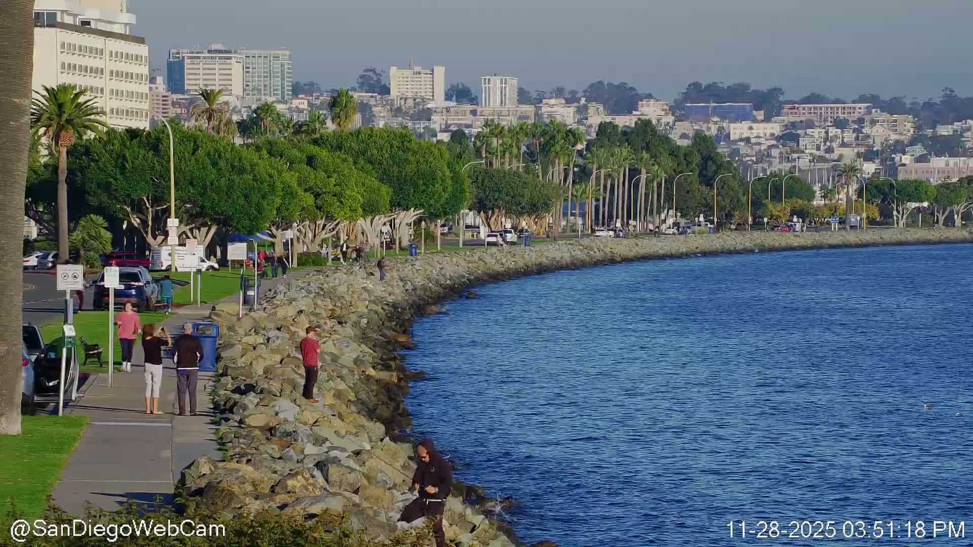 San Diego City Dowtown  from San Diego Bay Panaromic Live Cam -  Harbor Island, San Diego, San Diego County, California, USA