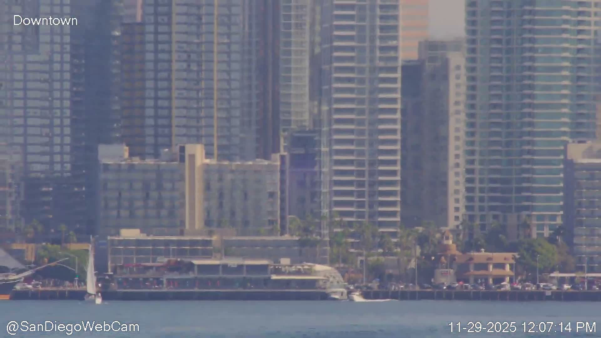 San Diego City Dowtown  from San Diego Bay Panaromic Live Cam -  Harbor Island, San Diego, San Diego County, California, USA