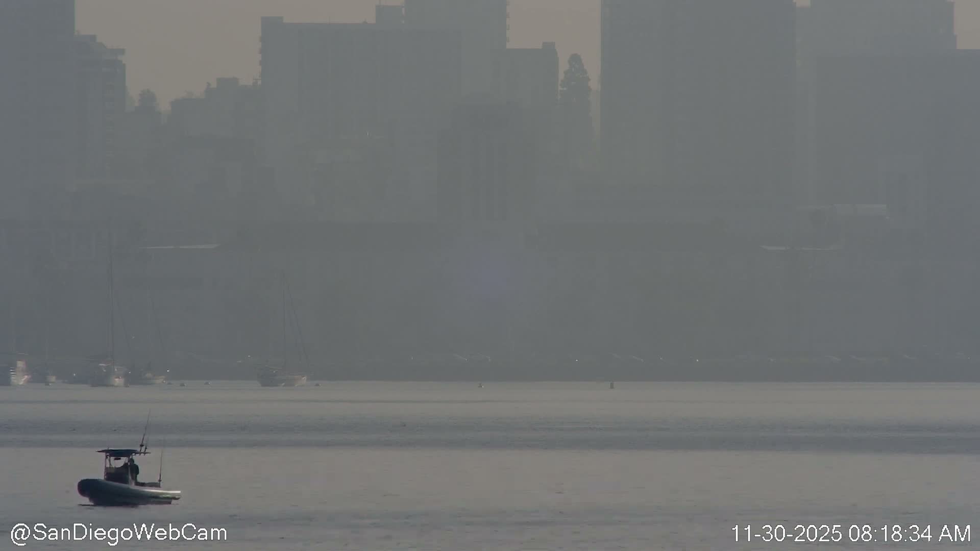 San Diego City Dowtown  from San Diego Bay Panaromic Live Cam -  Harbor Island, San Diego, San Diego County, California, USA