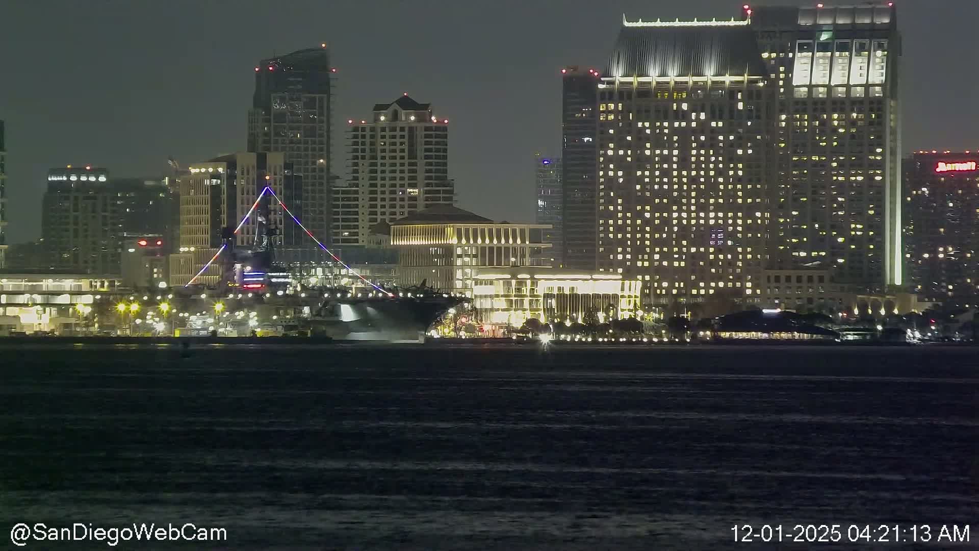 San Diego City Dowtown  from San Diego Bay Panaromic Live Cam -  Harbor Island, San Diego, San Diego County, California, USA