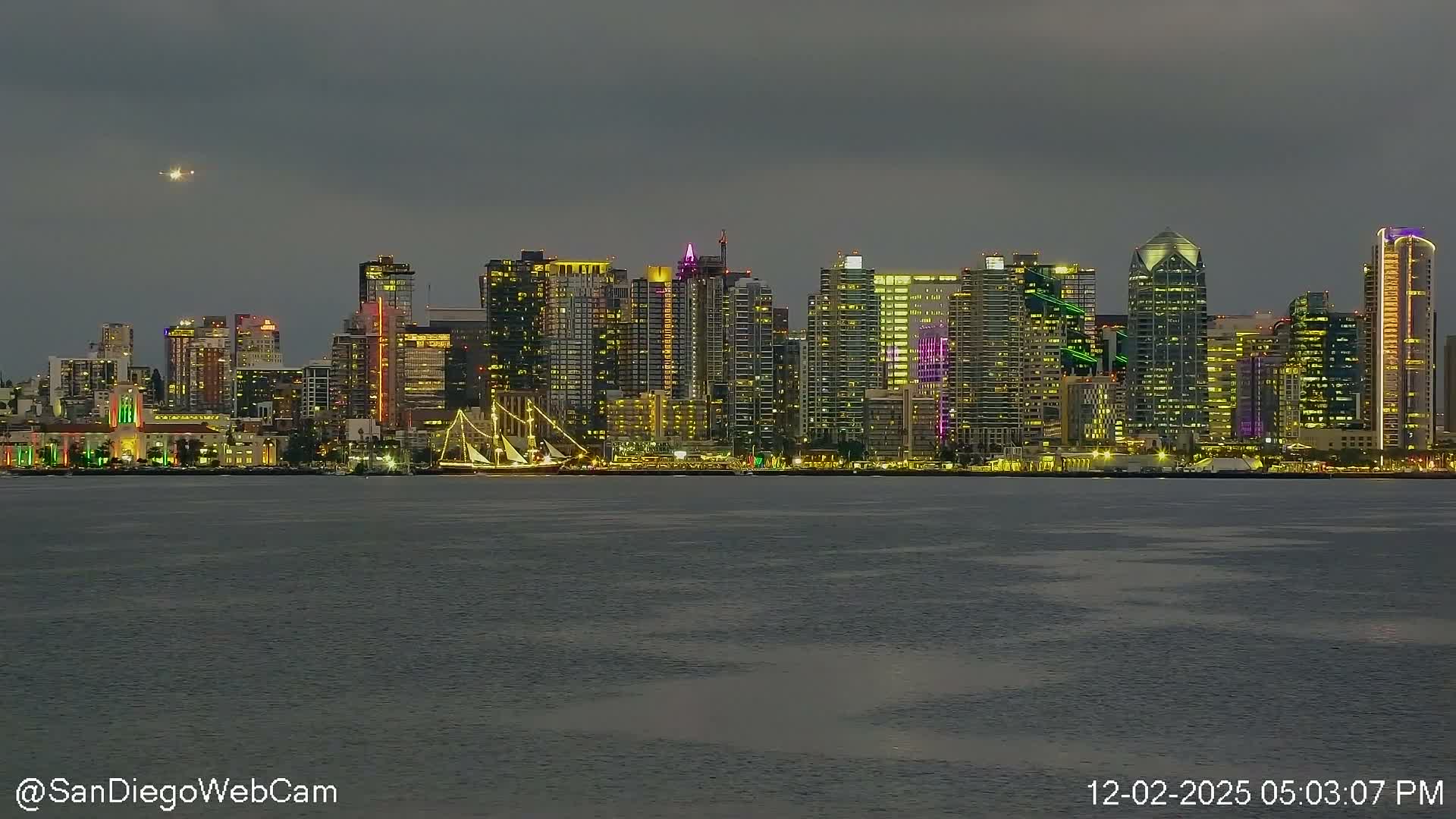 San Diego City Dowtown  from San Diego Bay Panaromic Live Cam -  Harbor Island, San Diego, San Diego County, California, USA