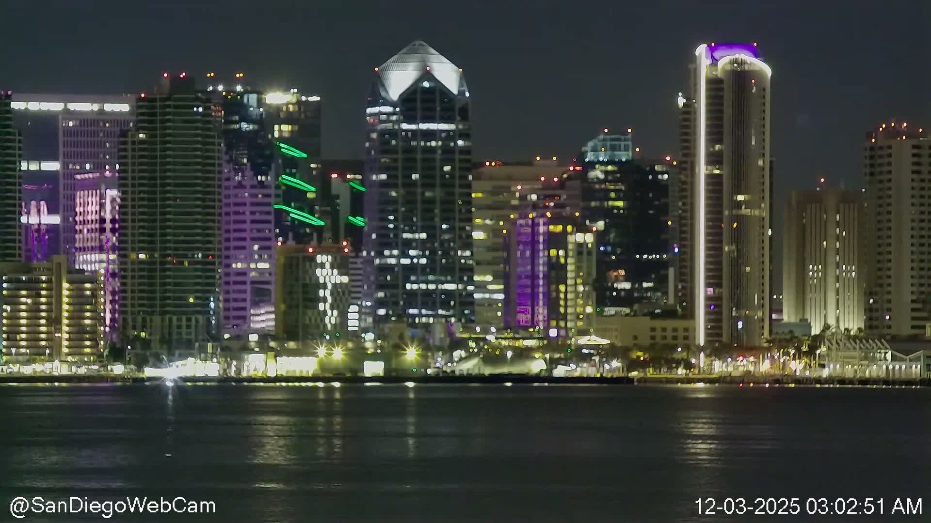 San Diego City Dowtown  from San Diego Bay Panaromic Live Cam -  Harbor Island, San Diego, San Diego County, California, USA