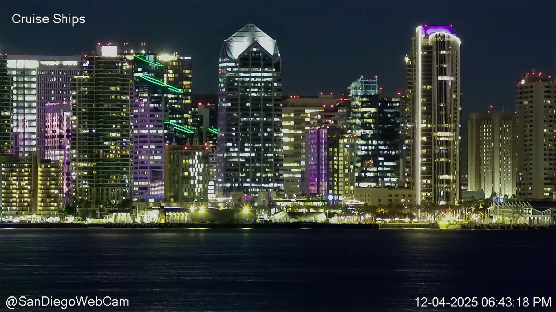 San Diego City Dowtown  from San Diego Bay Panaromic Live Cam -  Harbor Island, San Diego, San Diego County, California, USA